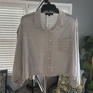 Lulu's Women's Button Down Striped Shirt - Black and White